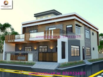 image of double floor 3d elevation design for house and best front color theme