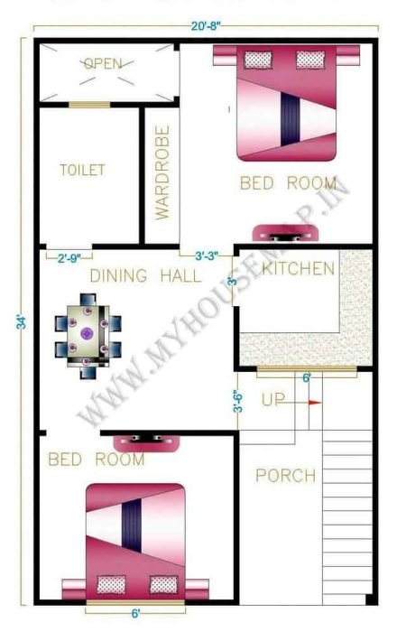2 bedroom house map design online