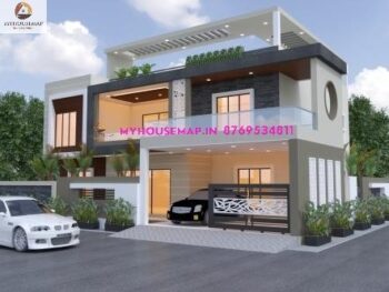 image of duplex house front elevation and best front design with perfect color combination.