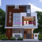 image of 2 floor normal house front elevation designs and white and gray color theme with front section