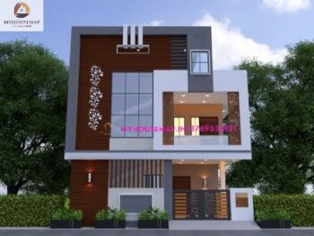 image of 2 floor normal house front elevation designs and white and gray color theme with front section