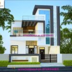 image of double floor house elevation design and beautiful front with perfect color combination