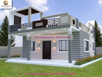 image of ground floor low budget house elevation and white, gray color theme, simple & small home