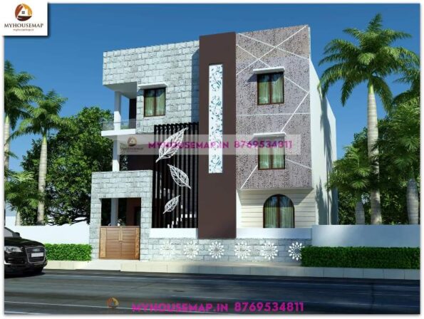 g+2 indian front elevation design - my house map