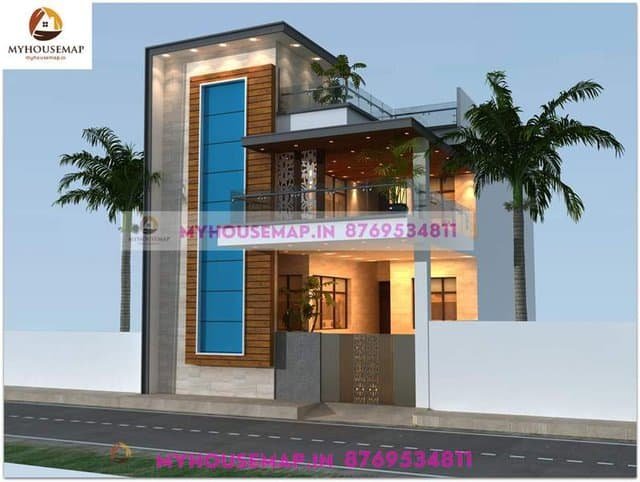 modern house front elevation design for 2 floor building