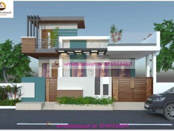 image of ground floor 3d exterior elevation and unique front with perfect color theme