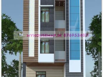 image of elevation design for 3 floors and modern front with perfect color theme