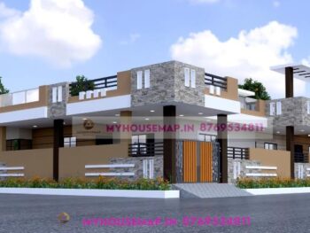 image of 1 floor modern corner house elevation and 3000 sqft home with perfect color theme