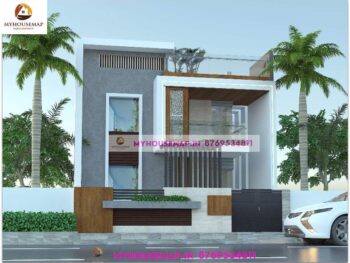 image of front design of 2 floor house and modern look with budget front home