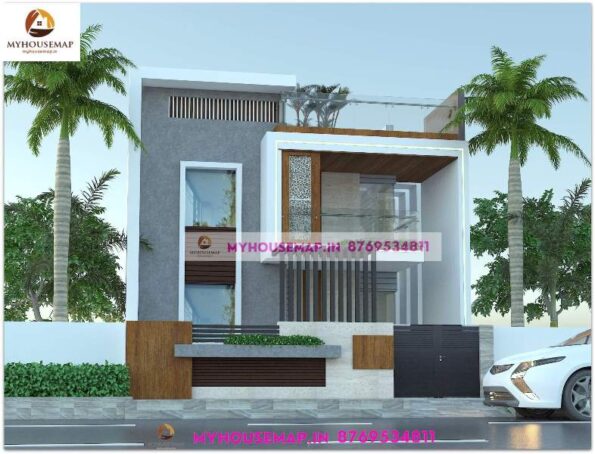 image of front design of 2 floor house and modern look with budget front home