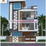 image of three floor elevation design and unique front with modern design