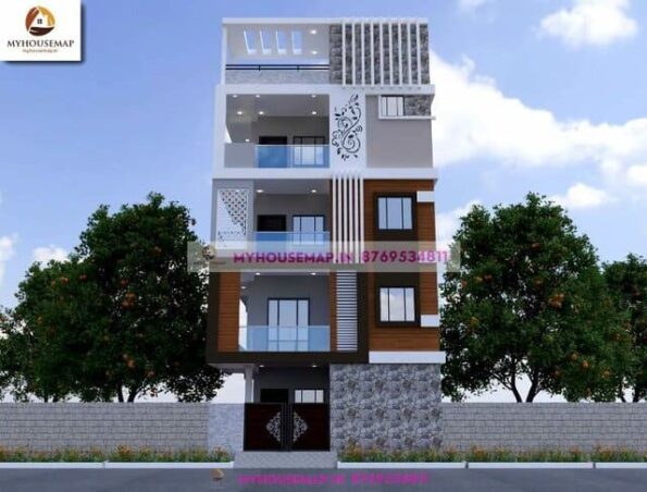 image of best front elevation apartment 4 story and modern design with perfect color theme