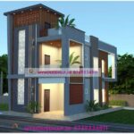 image of elevation for 2 floors and modern front design with perfect color theme.