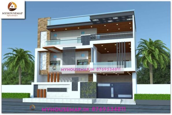 image of g+2 beautiful house elevation and ultra modern front with latest design