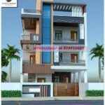 image of 3 floor house exterior design and front section design with perfect color theme