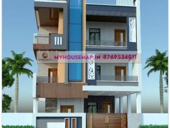 image of 3 floor house exterior design and front section design with perfect color theme