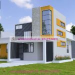 image of elevation for single floor and yellow, gray theme with modern home