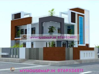 image of 2 floor contemporary home elevation and perfect house front with corner building