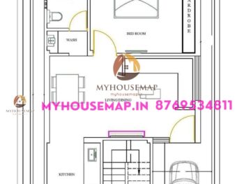 image of 25×40 ft house plan area 1000 sqft 1 bhk