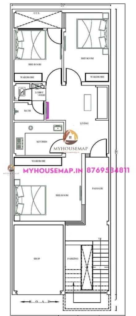 house plan small 20×58 ft