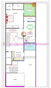 house plan with dimensions 36×74 ft