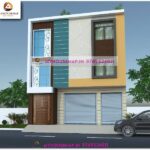 image of house with shop front design 3 floor and two shop in ground floor with perfect color theme