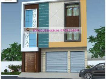 image of house with shop front design 3 floor and two shop in ground floor with perfect color theme