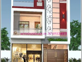 image of commercial cum residential g+1 elevation and beautiful front design with modern house