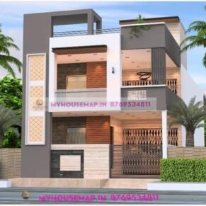 modern duplex house front elevation designs 26×75 ft