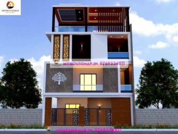 image of triple floor 3d house front elevation design and modern front theme with perfect color theme