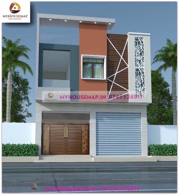 image of house with shop front design and simple and budget house with perfect color theme.