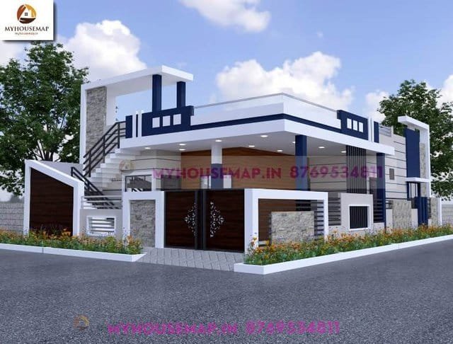 simple house front wall design india
