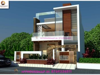 image for G+1 house front elevation and front simple section design