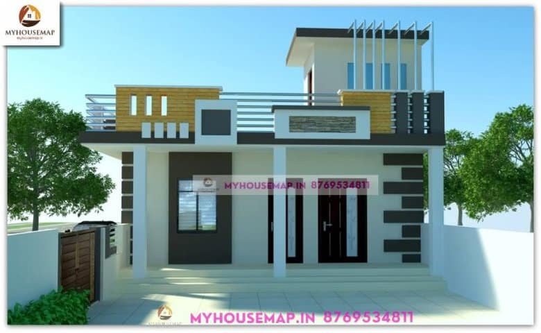 simple house front elevation designs for single floor 22×40 ft ft