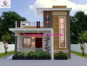 image of ground floor modern exterior elevation and white and brown theme with best front design