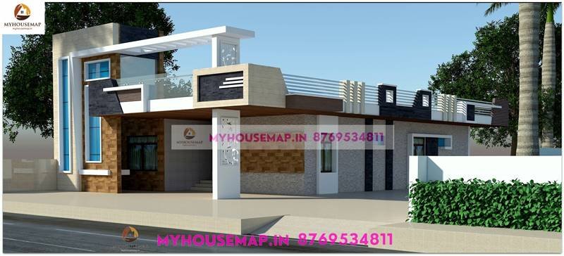 single floor low budget normal house front elevation designs 72×82 ft