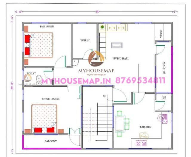 vastu for home plan 35×29 ft