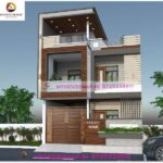 image of double floor modern house front design and front modern look design with tiles & colors