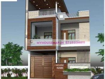 image of double floor modern house front design and front modern look design with tiles & colors